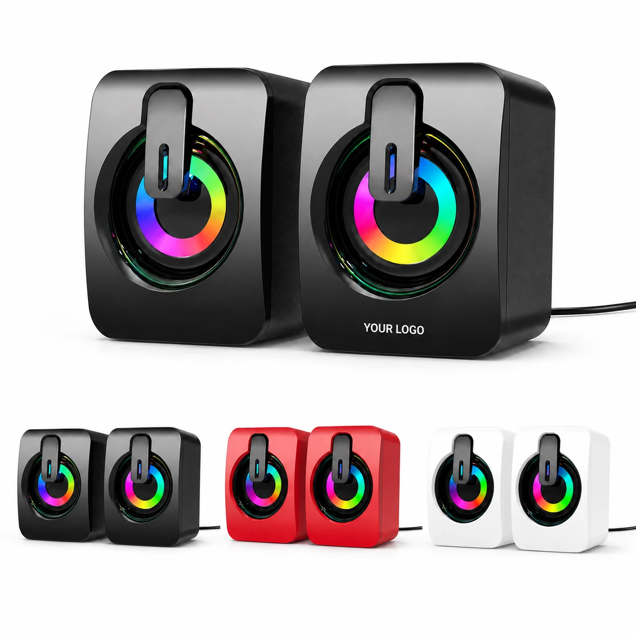 USB Mini Wired Desktop Computer Speakers - Compact Stereo Pair