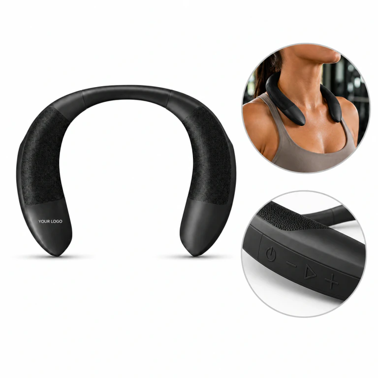 Neck Wireless Bluetooth Speaker with 3D HD Sound, Mic, 12H Playtime