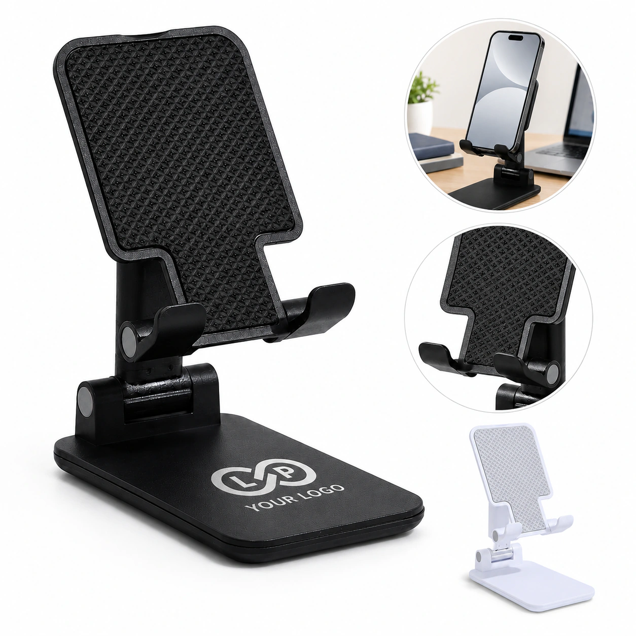 Portable Foldable Desktop Mobile Phone Stand with Adjustable Angle