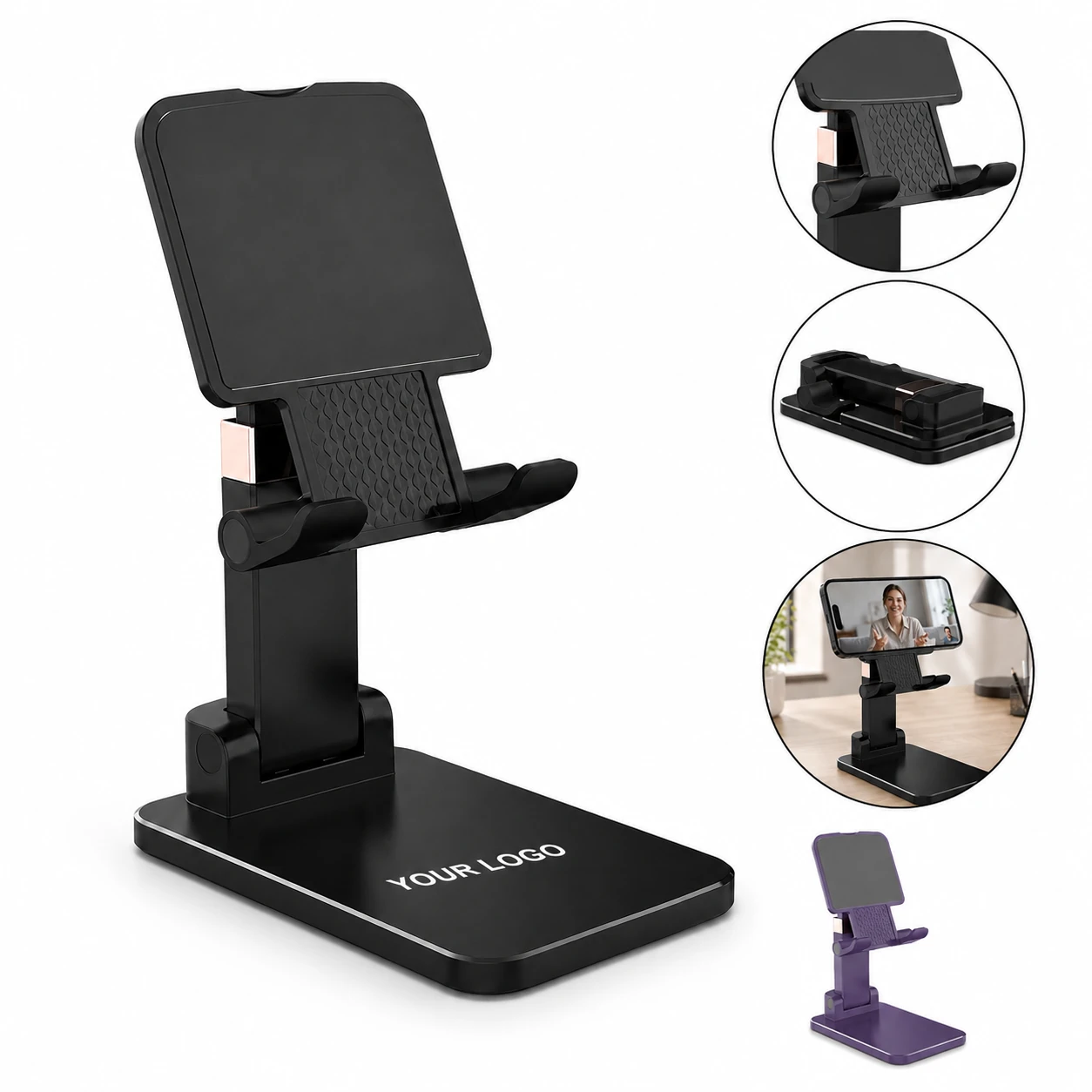 Foldable Retractable Mobile Phone Stand with Adjustable Tilt Angle