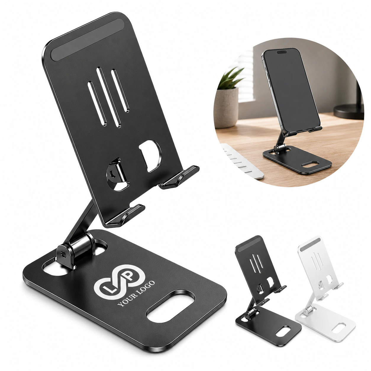 Carbon Alloy Foldable Phone Stand Adjustable Heat Dissipation