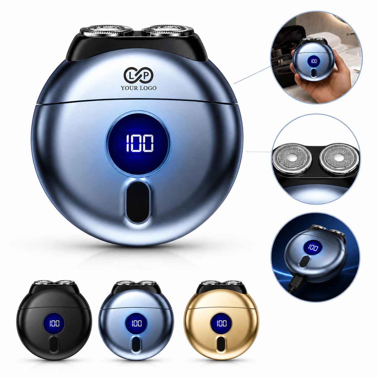 USB Rechargeable Mini Portable Silent Shaver UFO Razor for Men