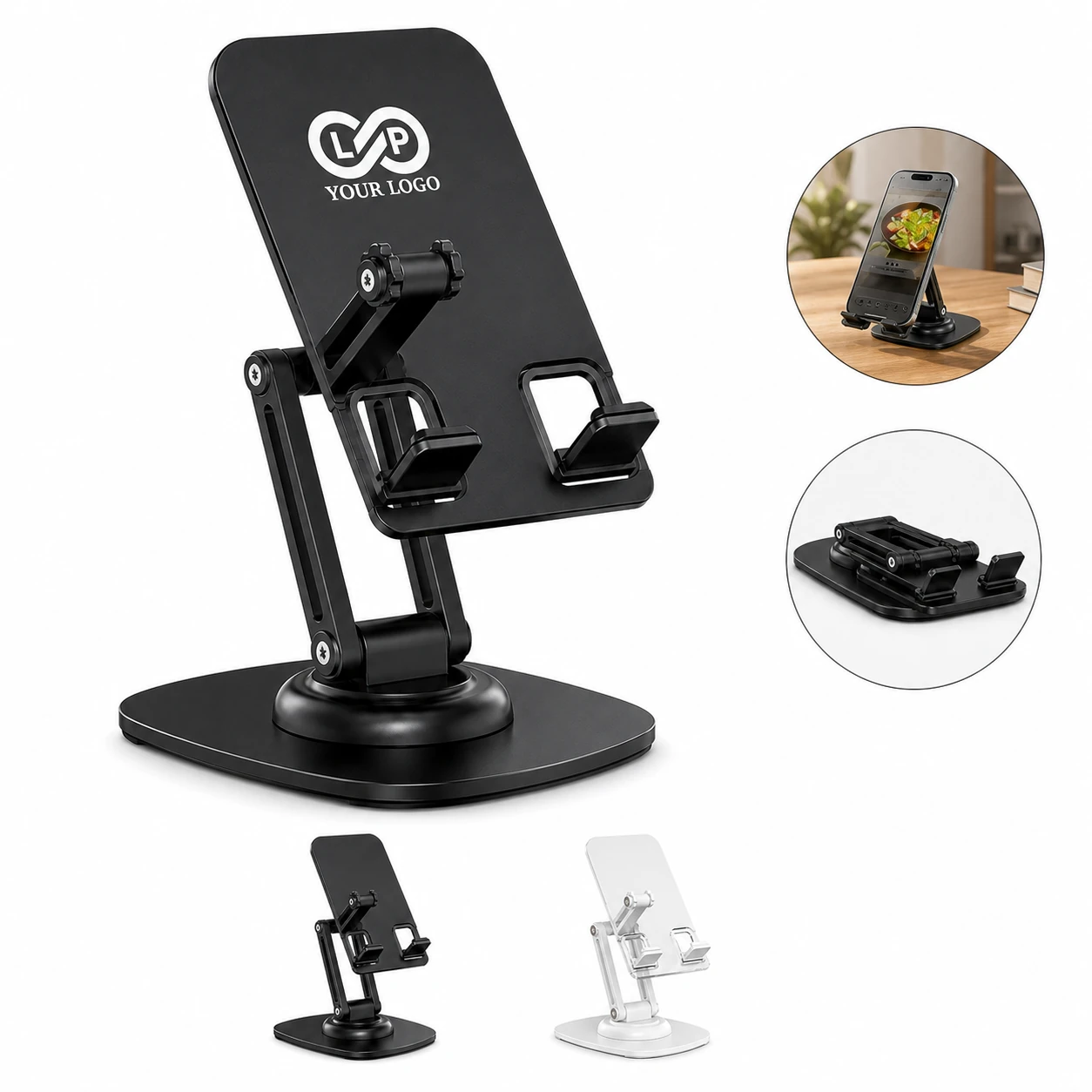 Foldable Rotating Stable Mobile Phone Stand with Adjustable Height