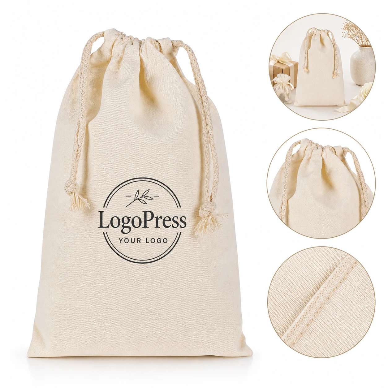Portable Durable Customizable Drawstring Canvas Storage Bag