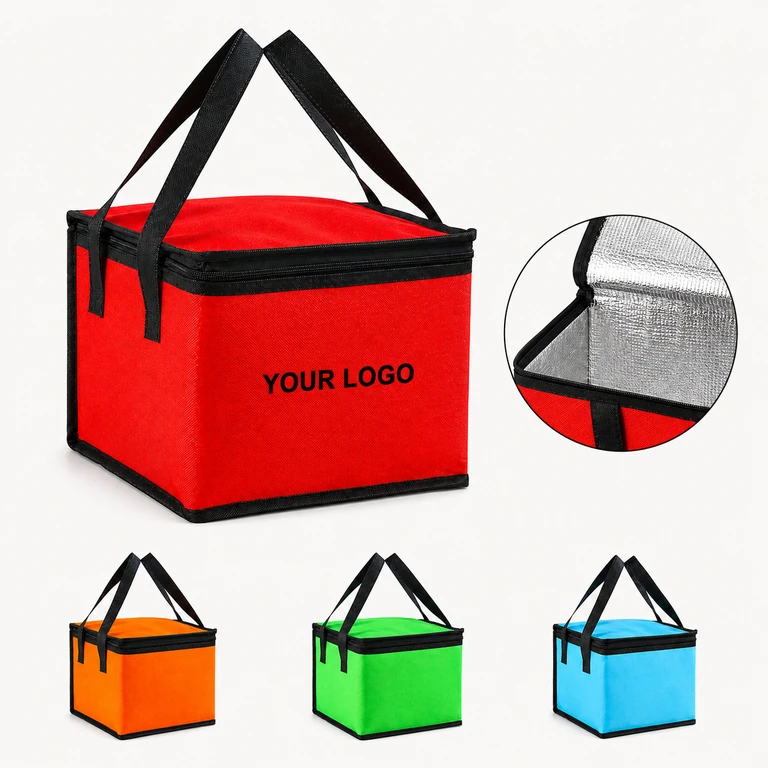 Portable Insulated Cooler Bag with Reinforced Handles and Zipper