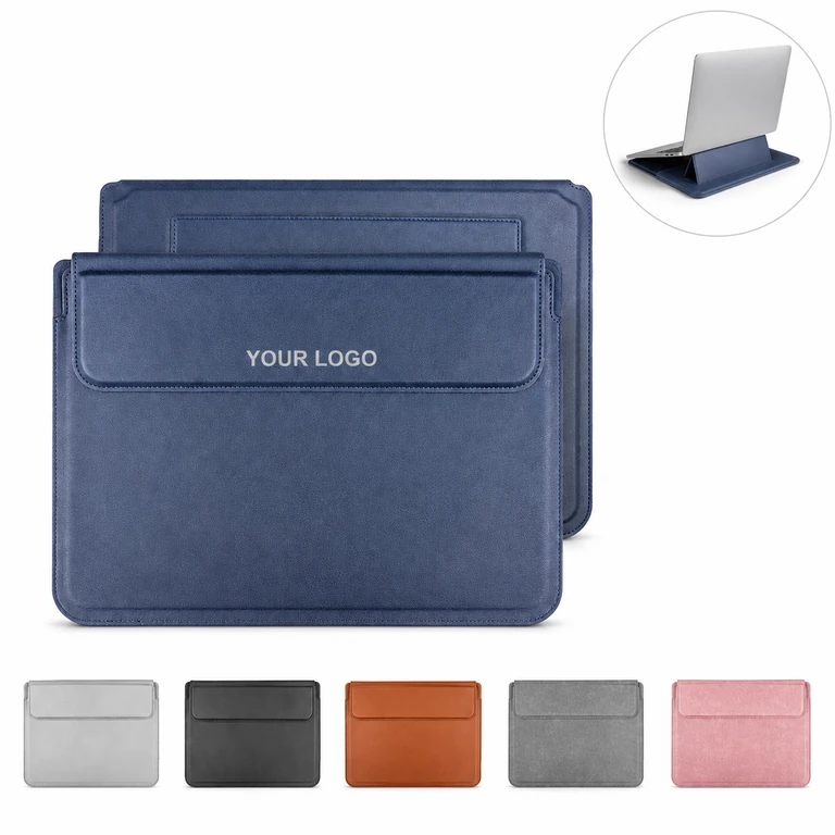 Waterproof Leather Laptop Sleeve with Stand for 13.3/15.3-inch