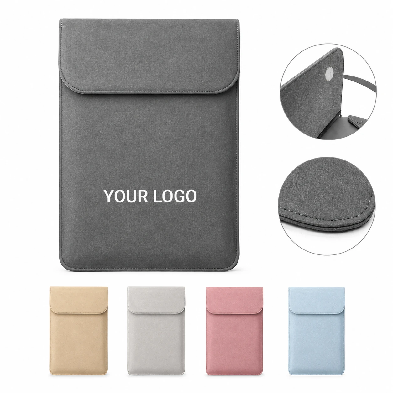 Nubuck Leather 14/13.3-inch Magnetic Laptop Sleeve Shockproof