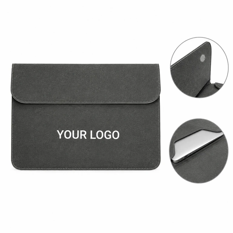 Nubuck Leather Durable Vertical Laptop Magnetic Liner Bag