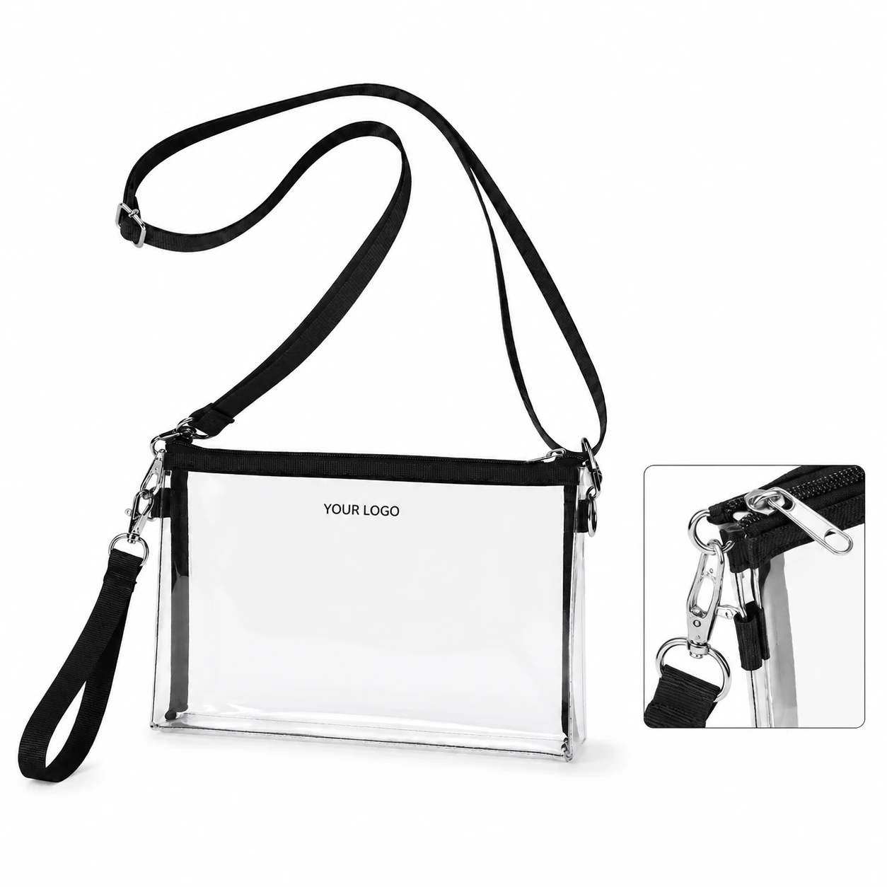Stadium Approved Clear Crossbody Bag - Waterproof PVC Adjustable Strap