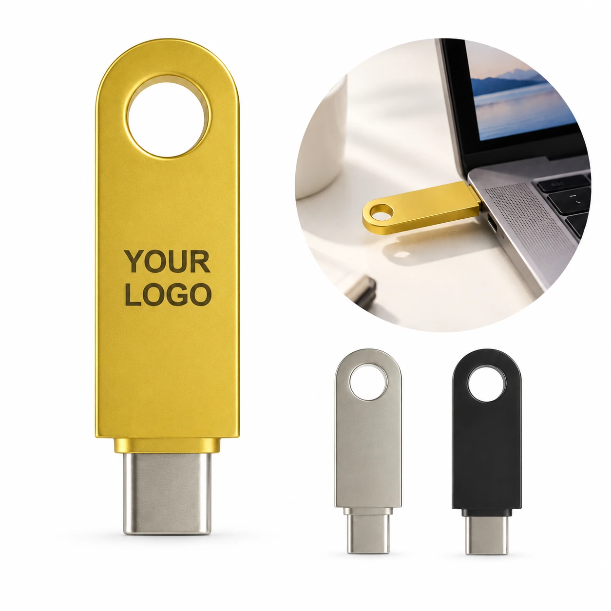 Metal USB Type-C Flash Drive Waterproof Shockproof Data Storage