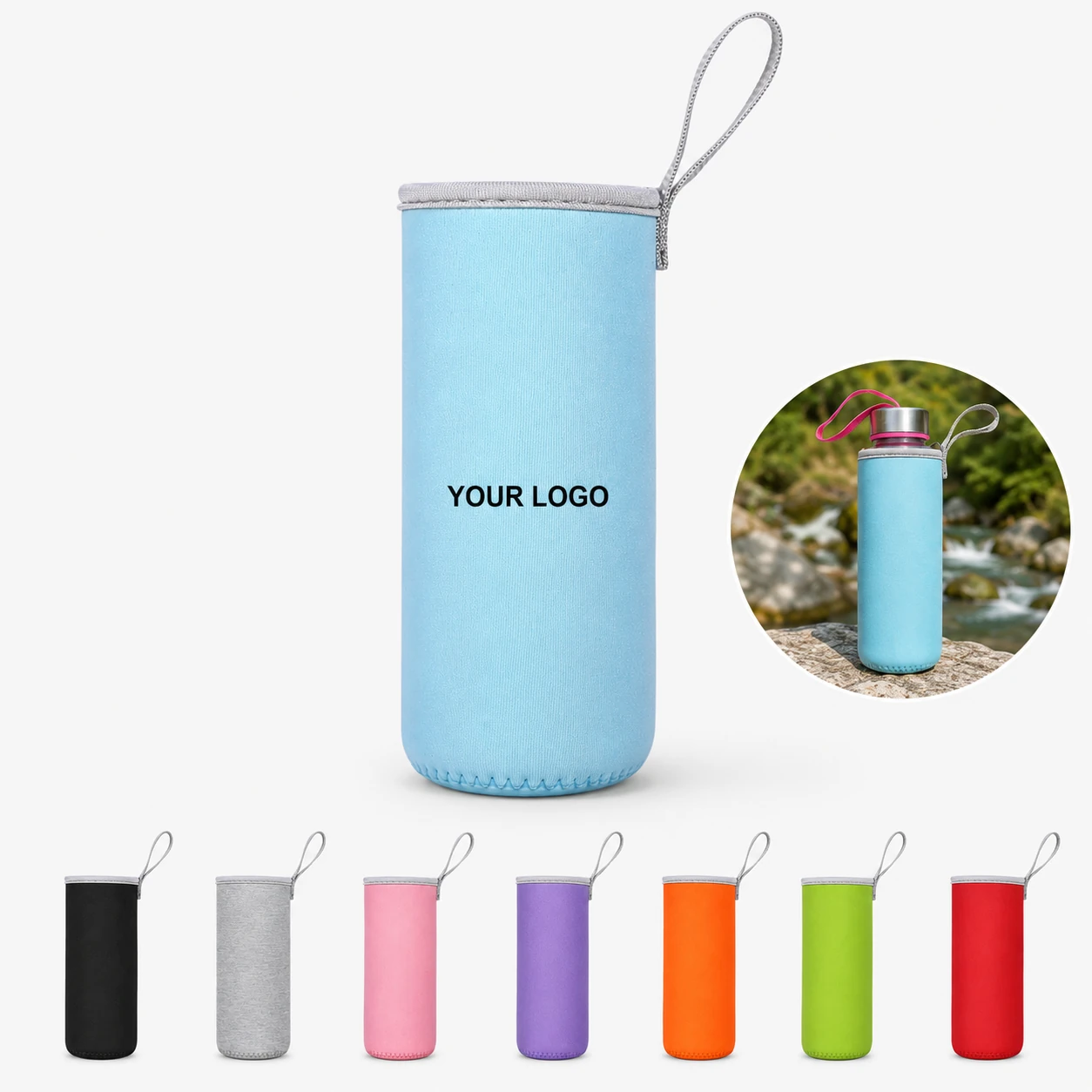 Multi-color Neoprene Insulated Collapsible Water Bottle Sleeve Cover