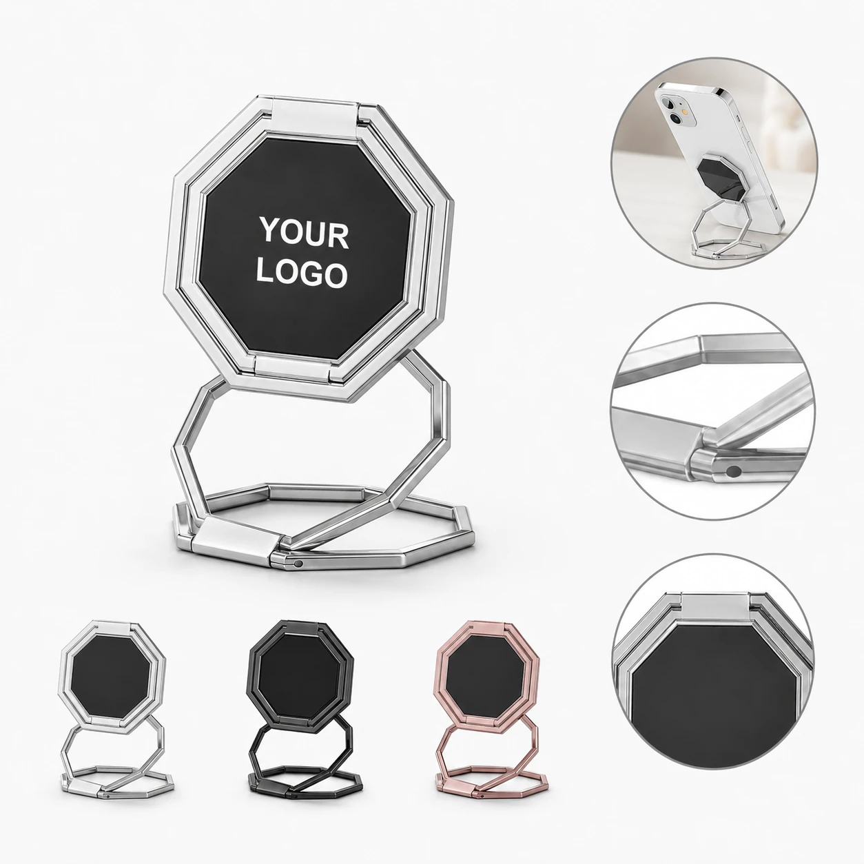 Alloy Ultra-Thin Metal Folding 360-Degree Rotation Phone Ring Holder