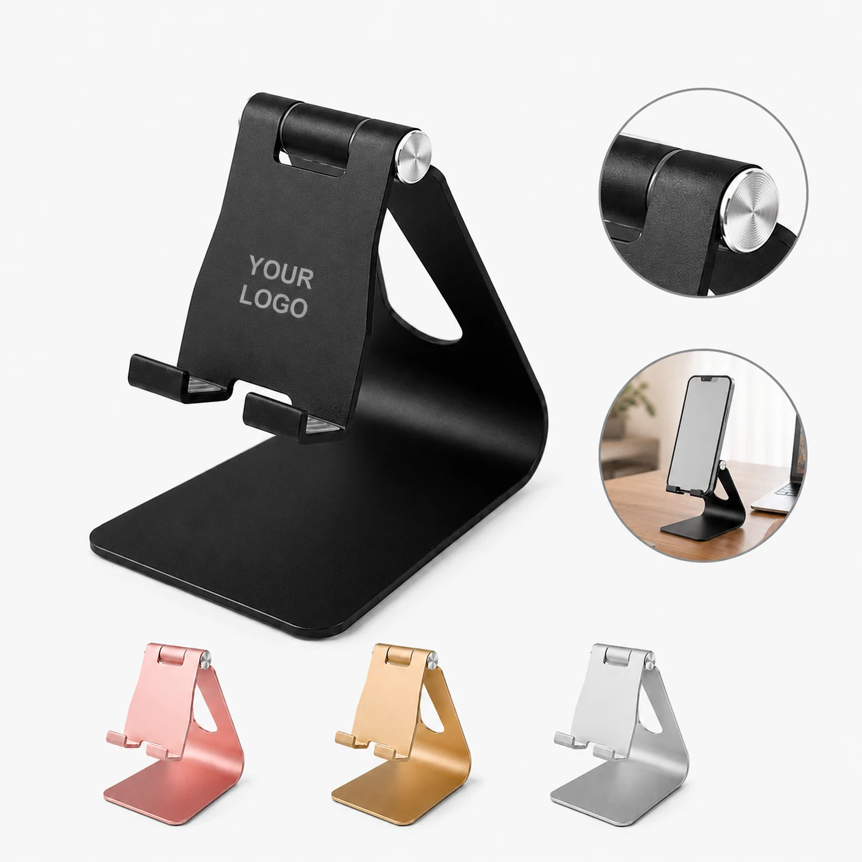 Single-Axis Aluminum Alloy Foldable Metal Desktop Mobile Phone Holder