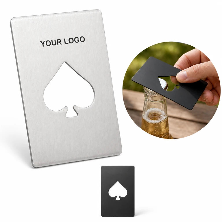 Stainless Steel Card-Style Bottle Opener, Portable Poker Design