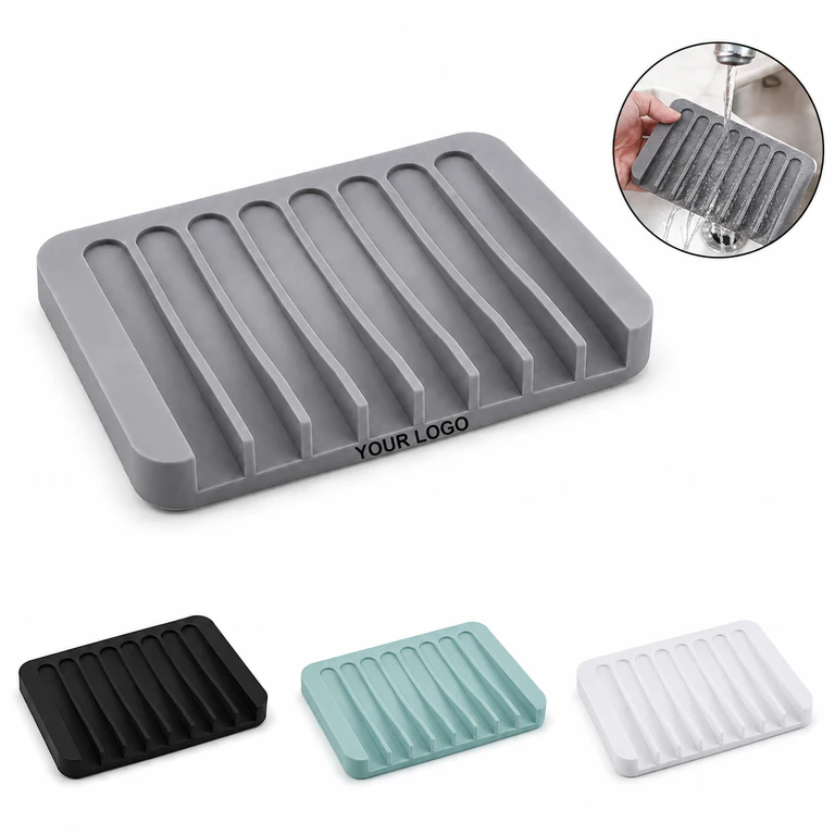 Self-Draining Food-Grade Silicone Soap Holder for Bathroom Kitchen