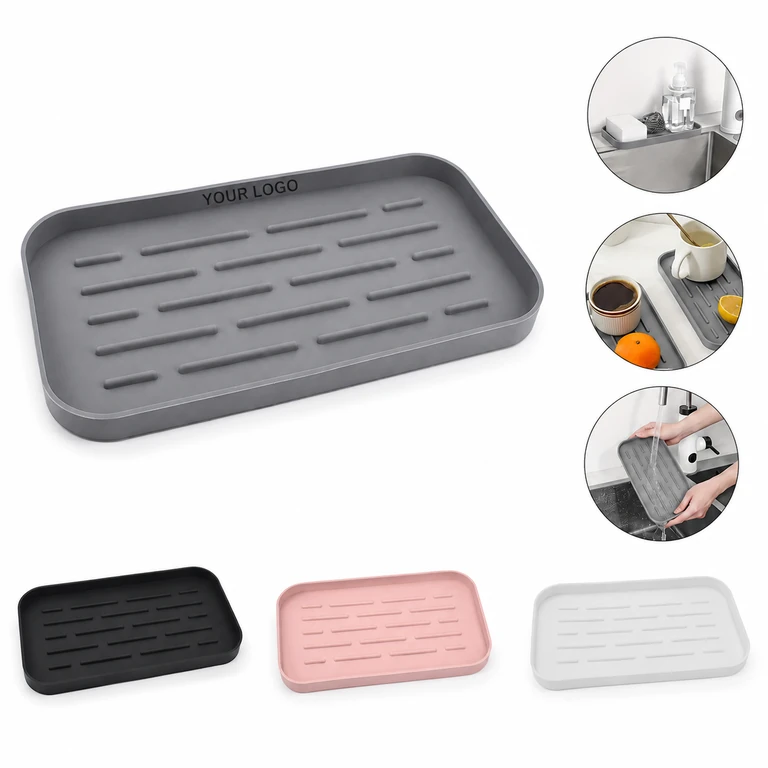 Practical Silicone Storage Drain Tray for Kitchen Bathroom