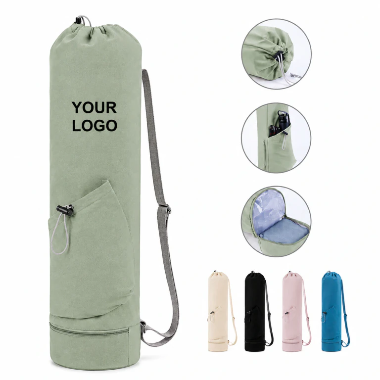 Yoga Mat Bag with Wet Pocket, Water Bottle Holder and Adjustable Strap