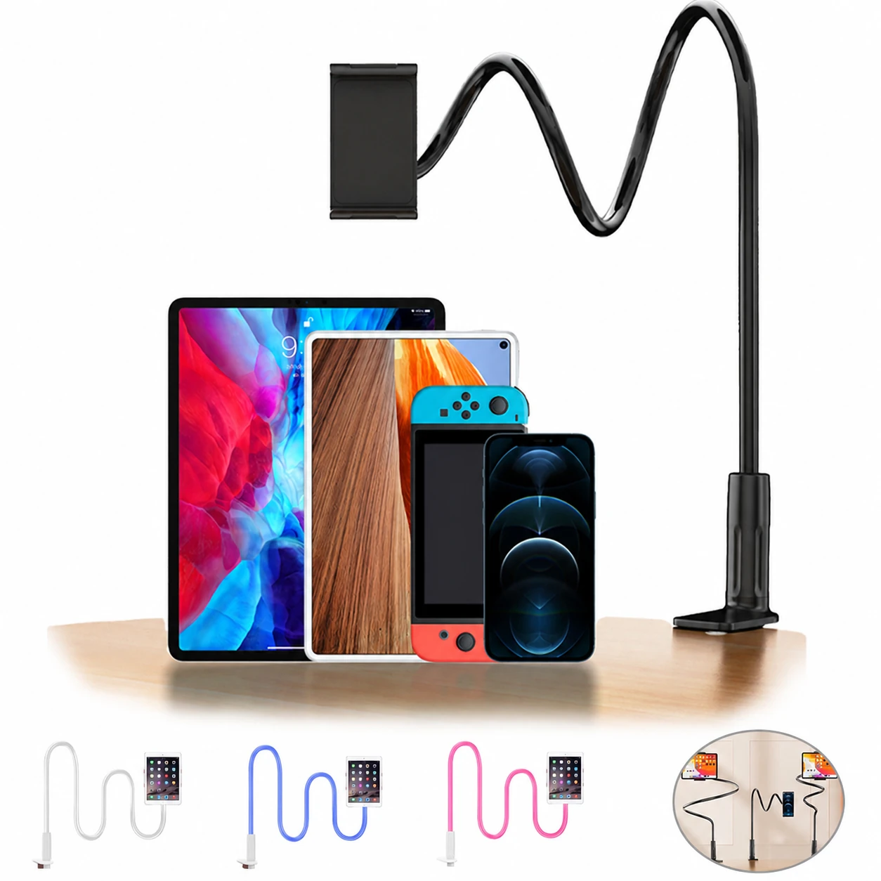 Adjustable Gooseneck Phone Tablet Holder Stand for Bed Desk