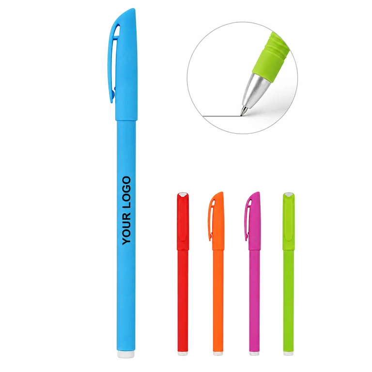 Promotional Custom Branded Logo Plastic Gel Pens 0.7mm Smooth Writing