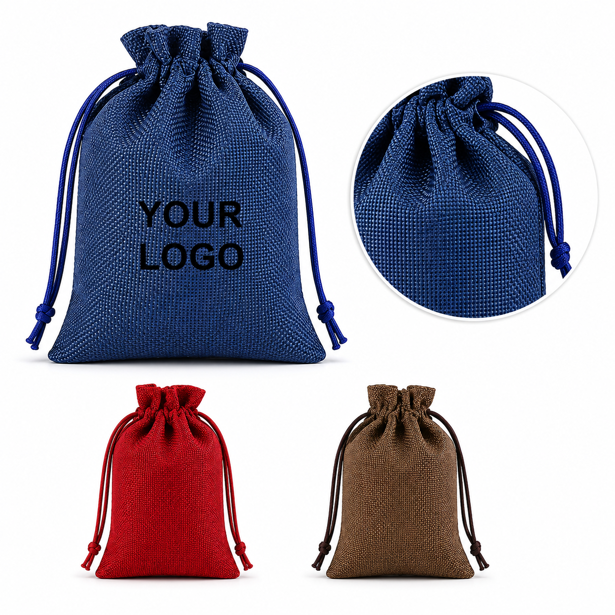 Linen Drawstring Gift Bags with Christmas Number Stickers & Clips