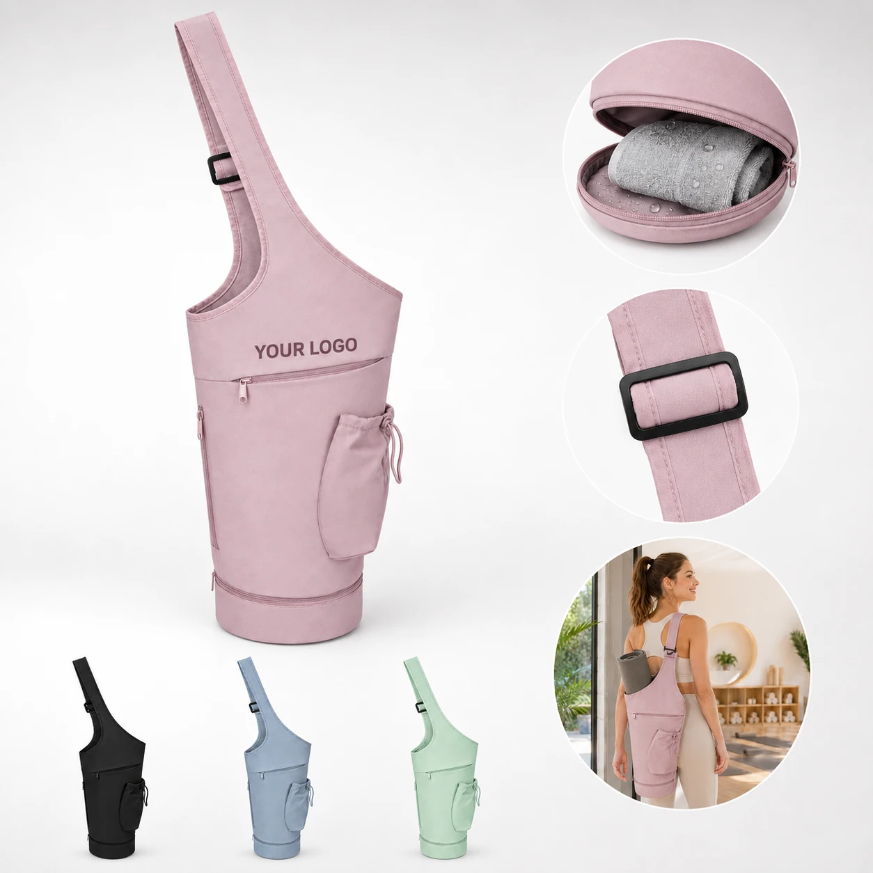 Gym sports shoulder yoga mat bag carrier with wet pocket