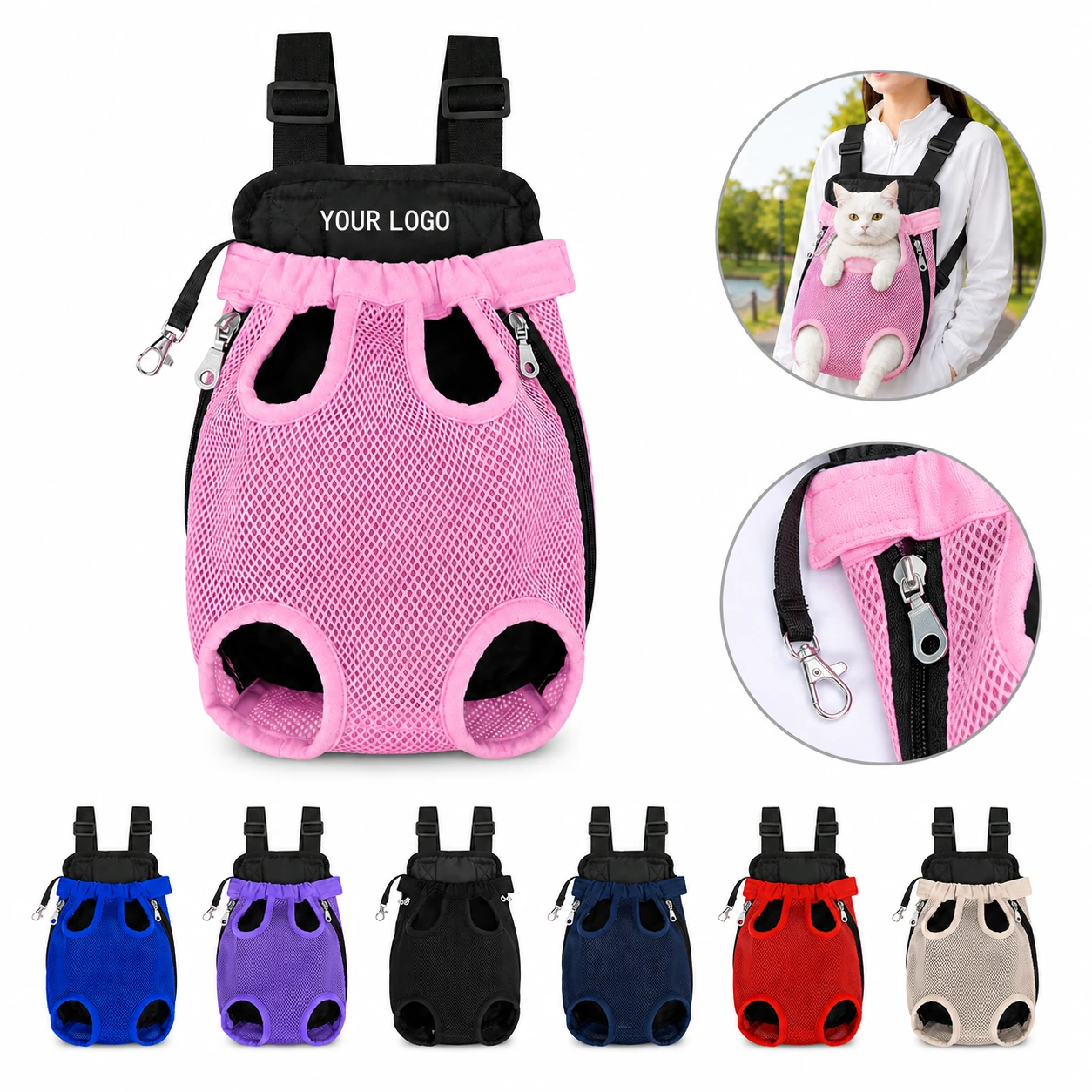 Adjustable Strap Pet Legs Out Frontpack with Breathable Mesh for Cats