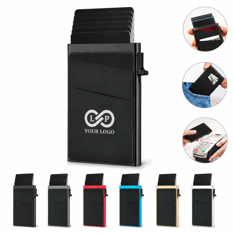 Pop Up RFID Blocking Slim Metal Card Holder Wallet for Men
