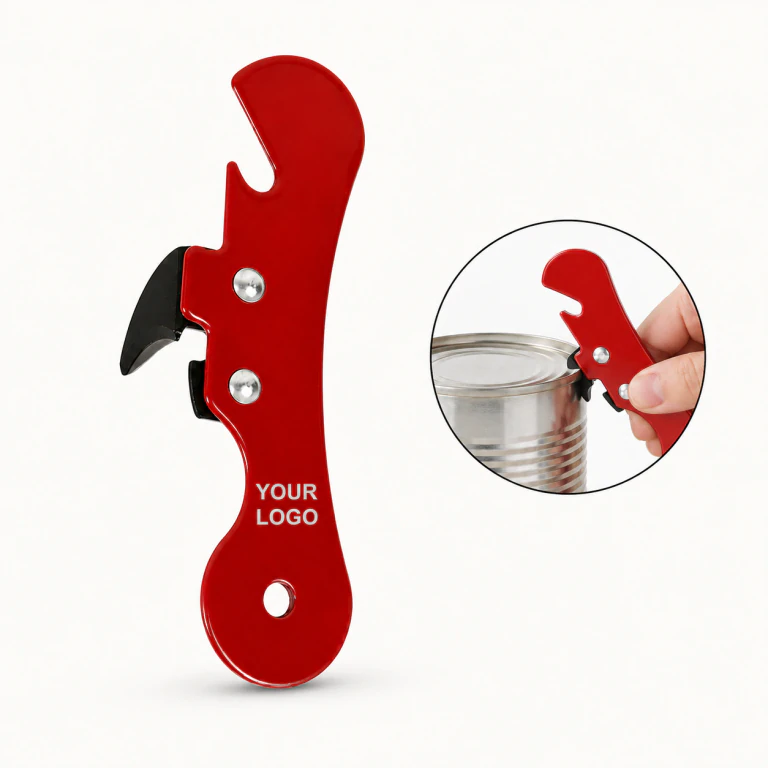 Sturdy Portable Iron Manual Can Opener with Keychain for Camping