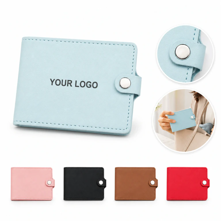 PU Leather 6-Card Slot Credit Card Holder for Women with Snap Closure