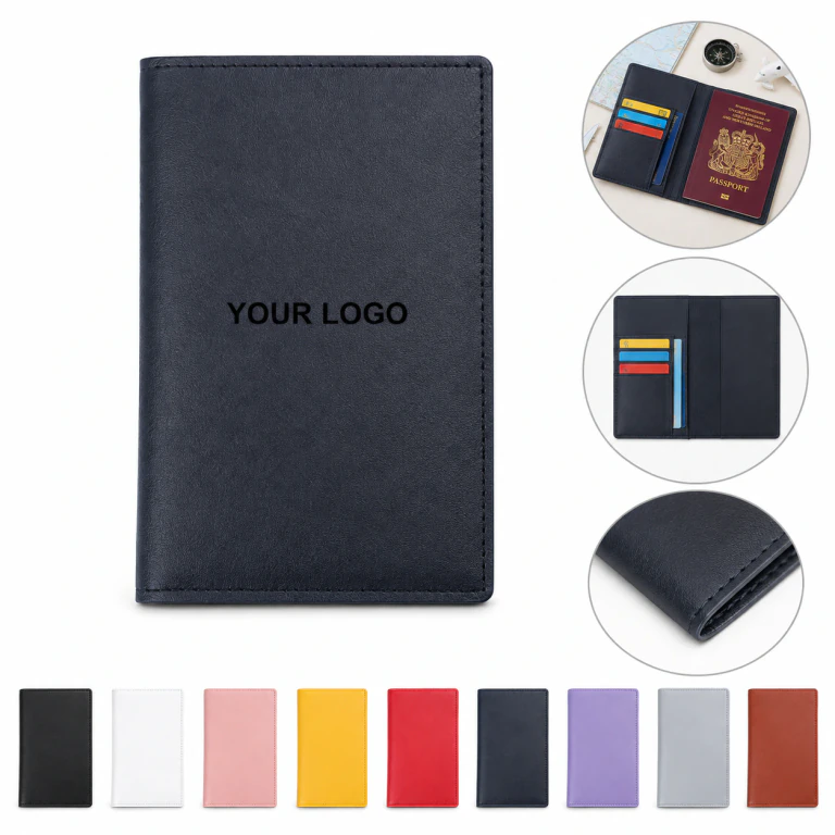 RFID Blocking Passport Holder Wallet 6 Card Slots PU Leather Organizer