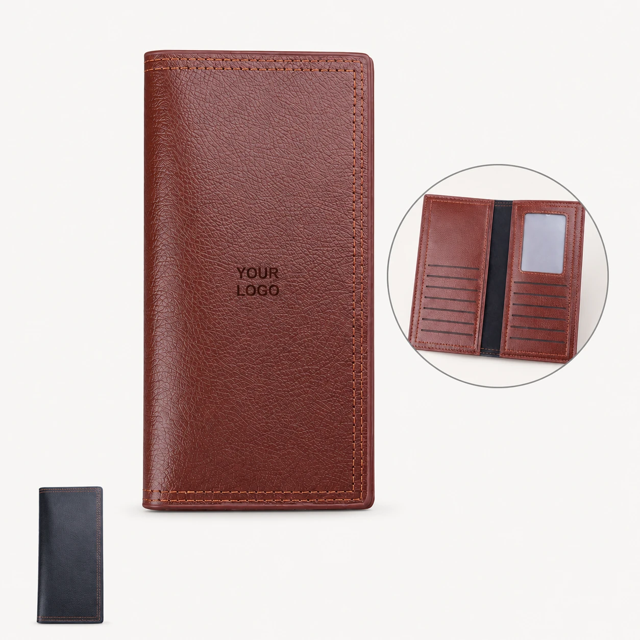 Bifold Checkbook Long Wallet Multi Credit Card Slots RFID PU Leather