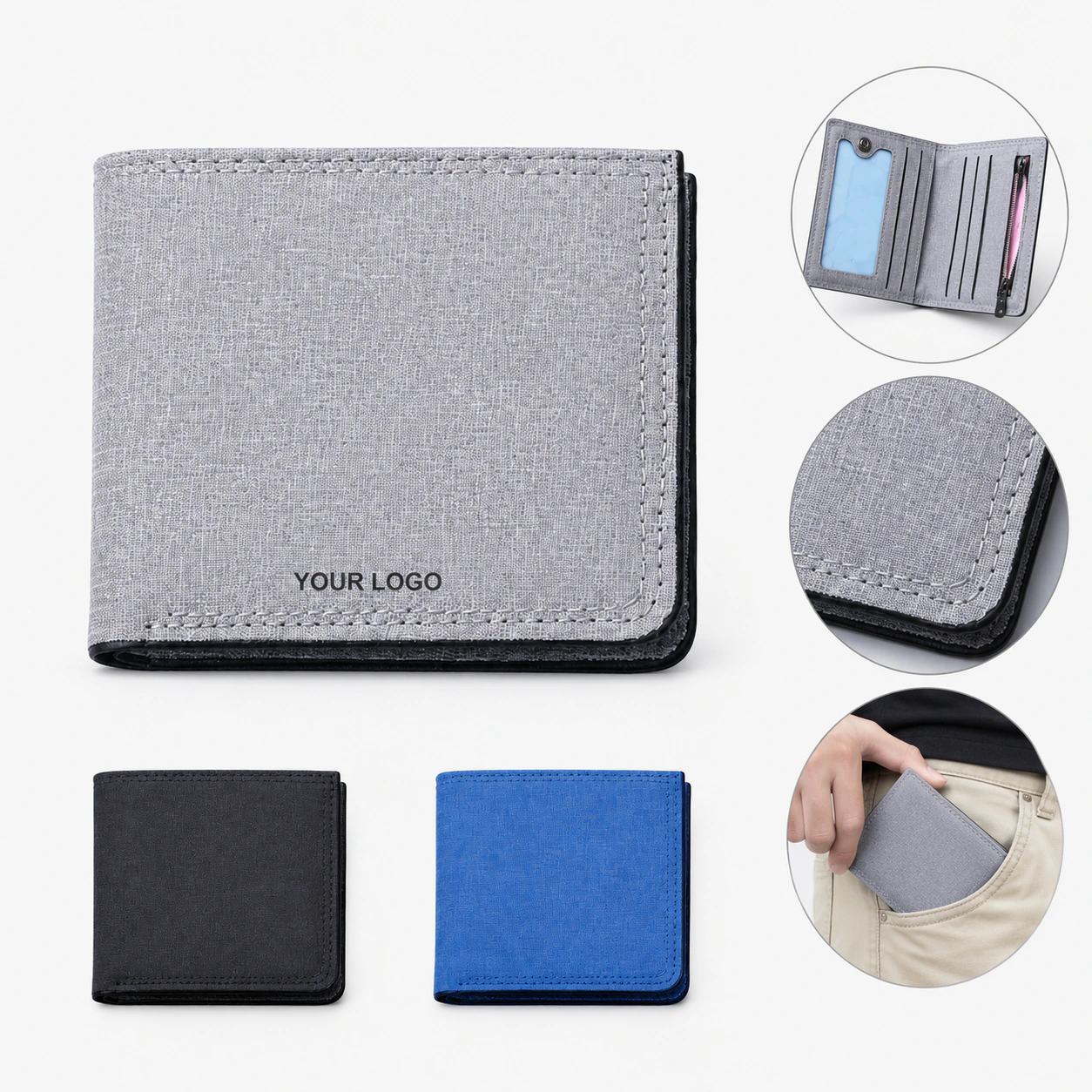 Minimalist Slim Bifold RFID Blocking Man Canvas Wallet