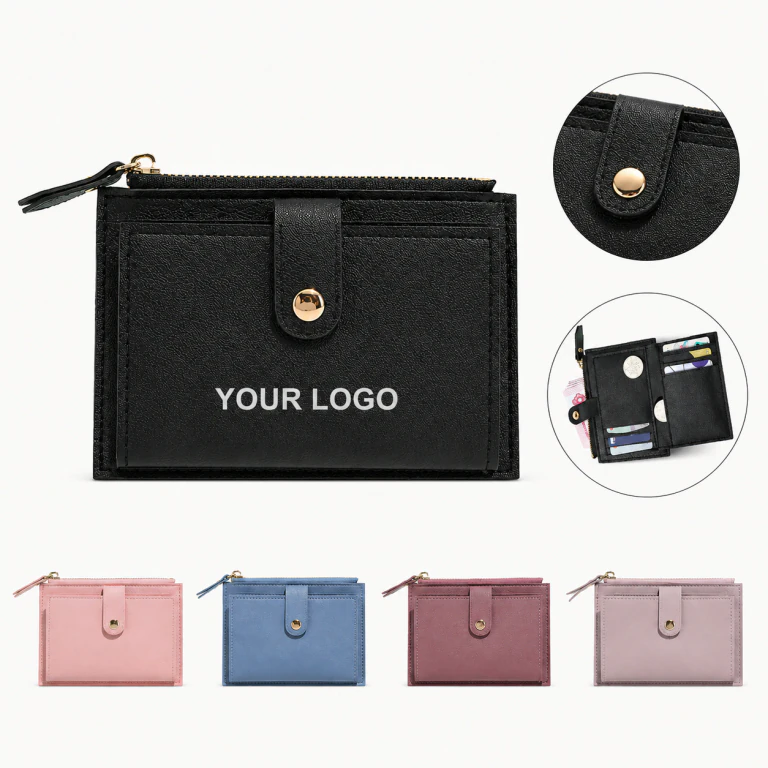 Women's Short Thin Coin Purse with Multiple Card Slots, PU Leatherette
