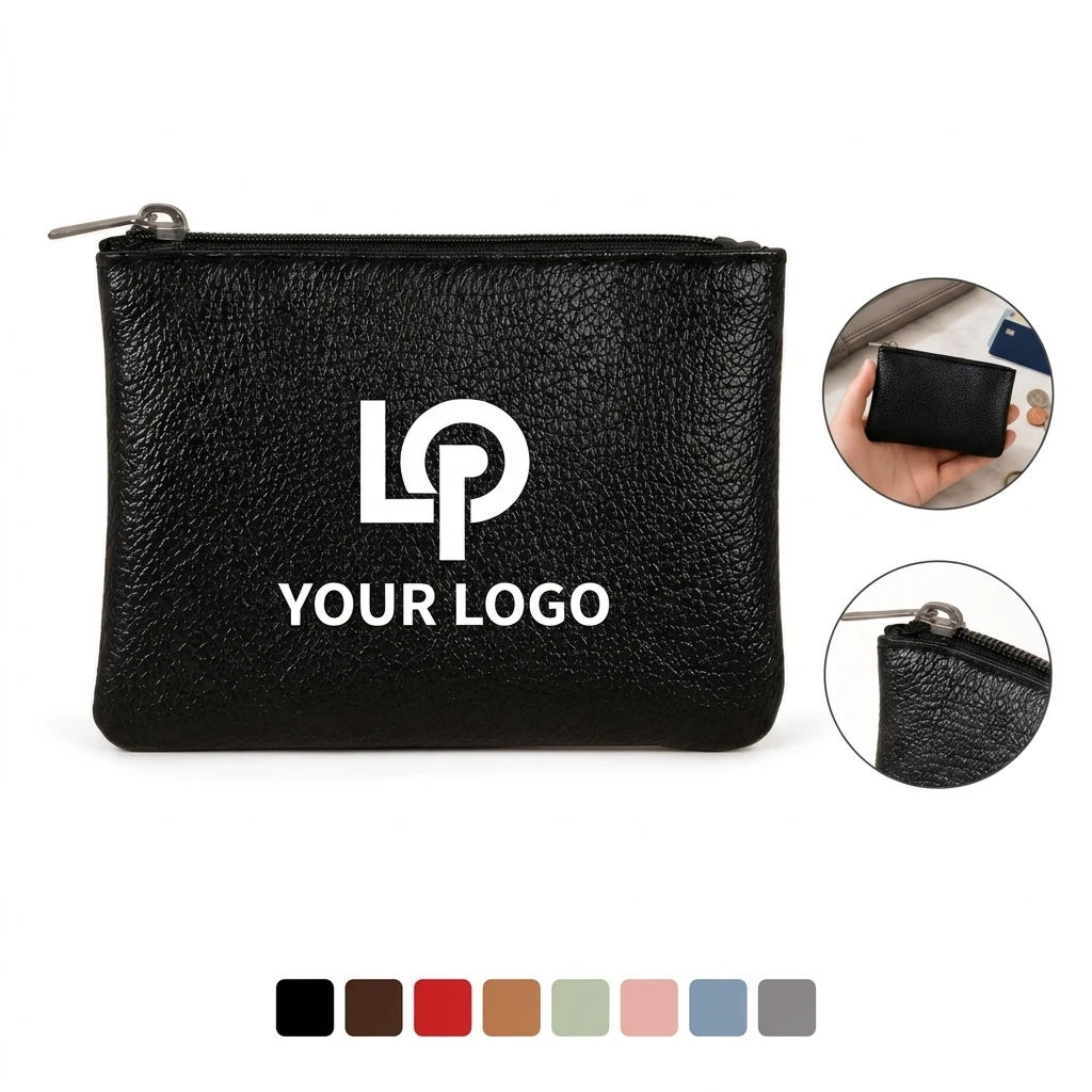 Ultra-thin Lychee Pattern Zipper Coin Purse Card Storage