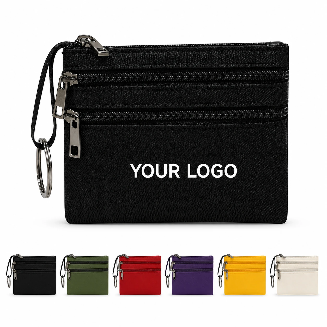 Solid Color Multi-Pocket Zipper Coin Card Bag Coin Purse
