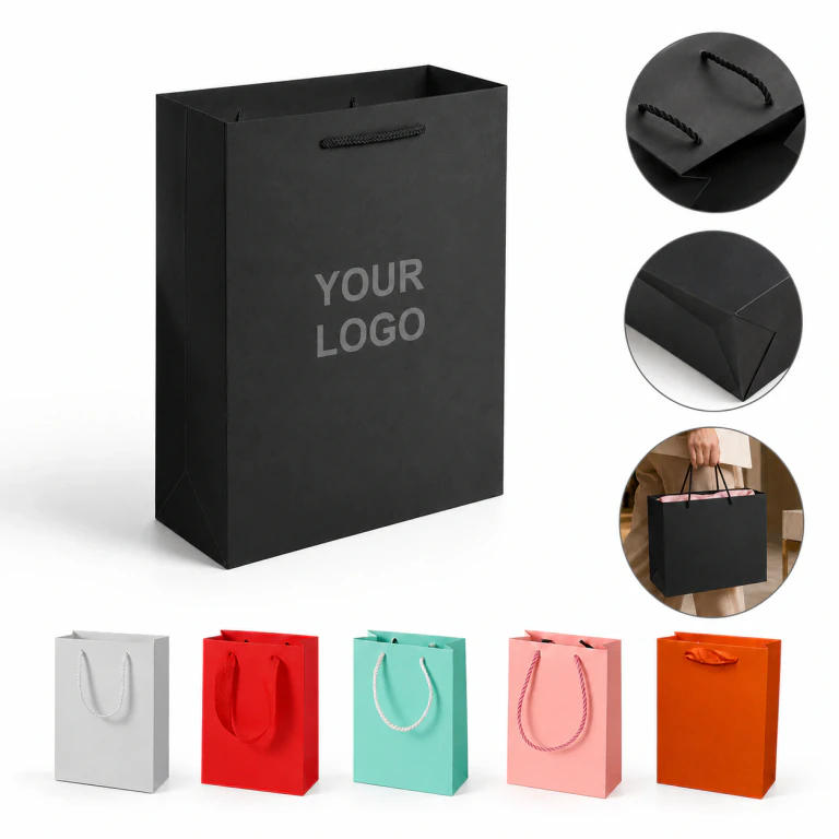 Reinforced Handle Customizable Eco-Friendly Gift Paper Bags