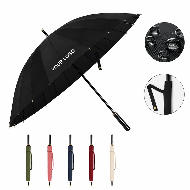 24 Bone Men's Travel Umbrella Non-Slip Handle Automatic Windproof