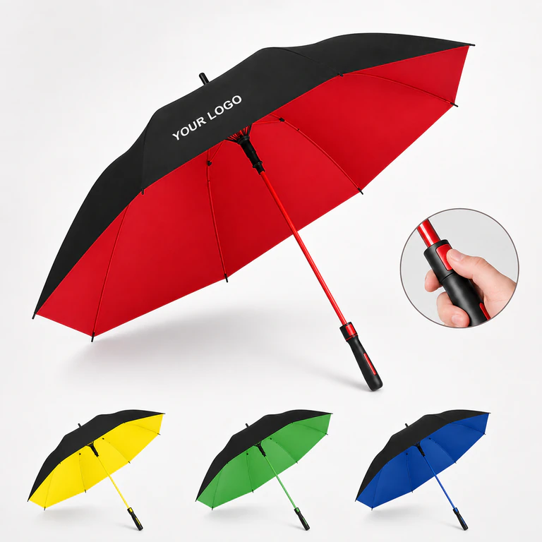 Windproof Automatic Straight Umbrella with UV Protection, Fan