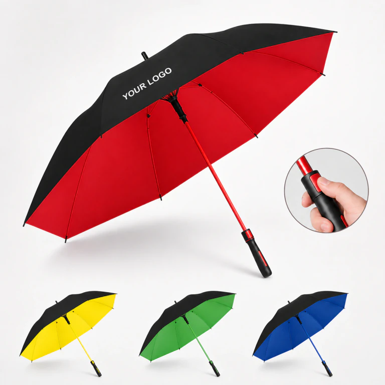 Windproof Automatic Straight Umbrella with UV Protection, Fan