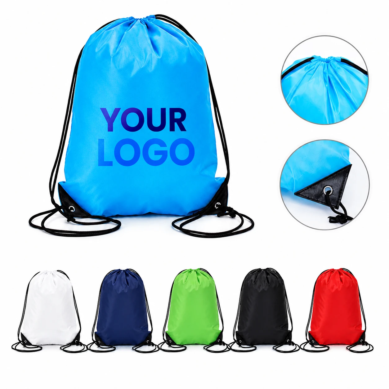 Polyester Drawstring Backpack Portable Gym Travel Sports Storage Bag