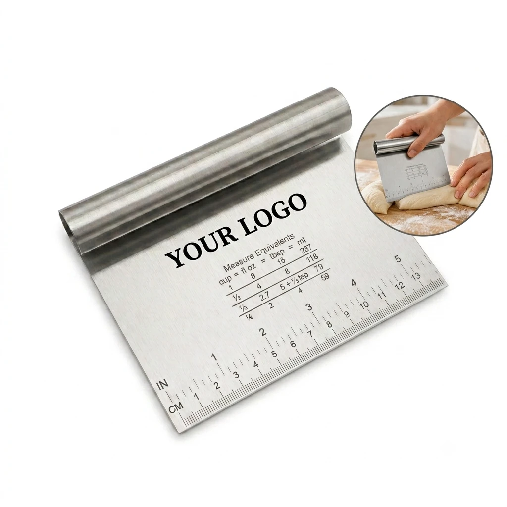 Stainless Steel Non-stick Dough Cutter with Scale and Cutting Blade