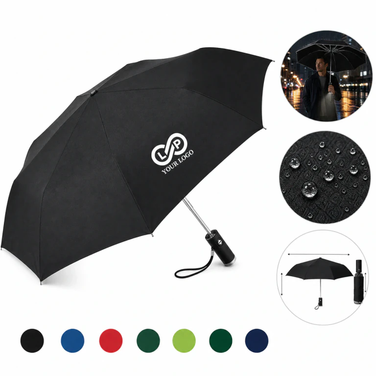 Durable Portable Automatic Reverse Lighting Folding Umbrella