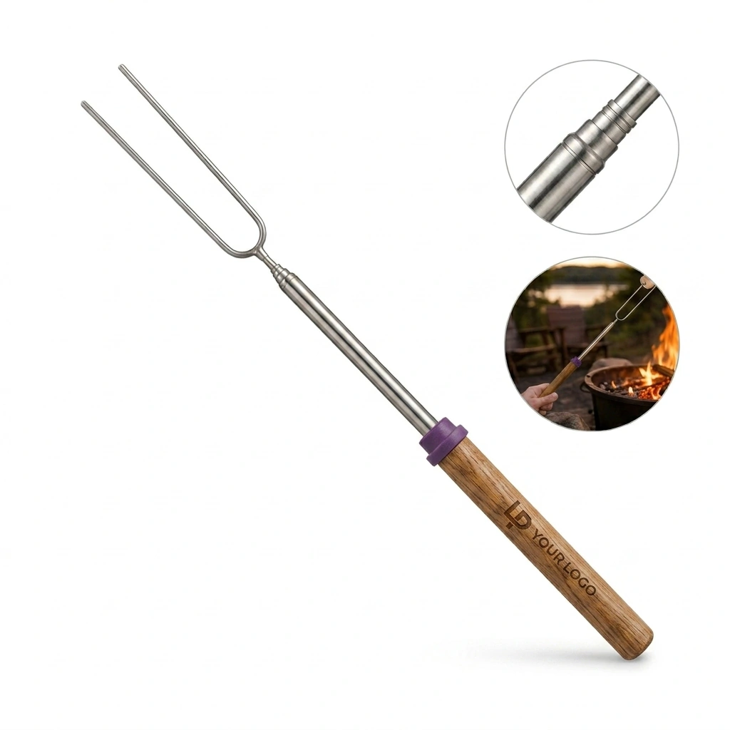 Stainless Steel Telescopic U-shaped Outdoor Barbecue Fork