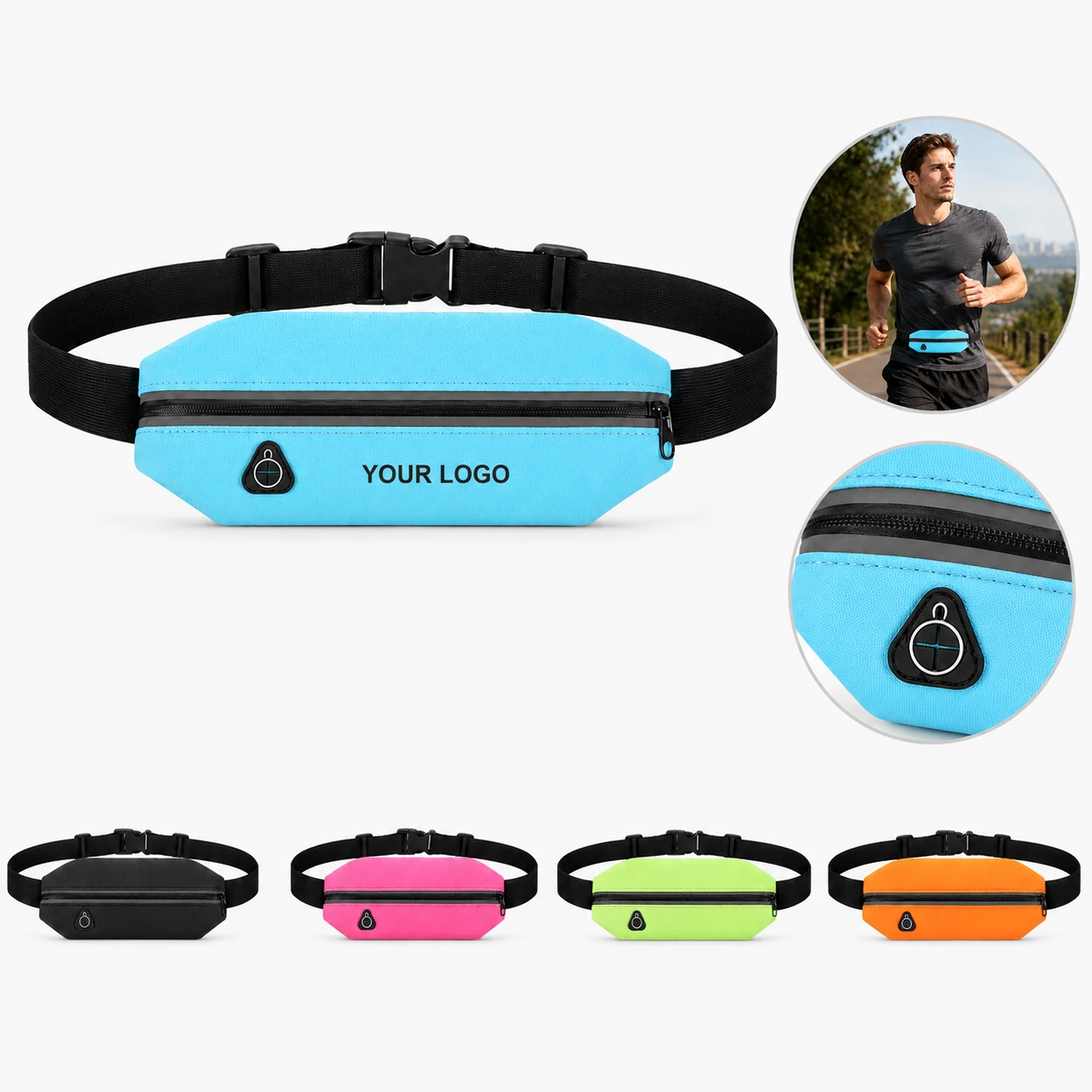 Waterproof Invisible Nylon Sports Waist Bag for Fitness Running