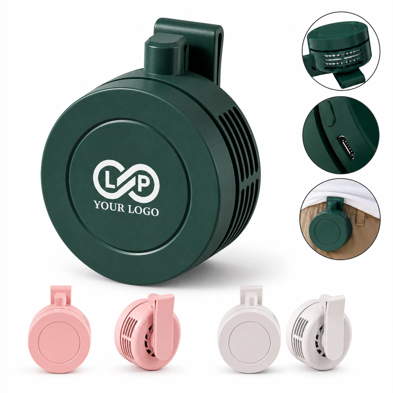 Travel Mini Portable Rechargeable Waist Clip Personal Fan