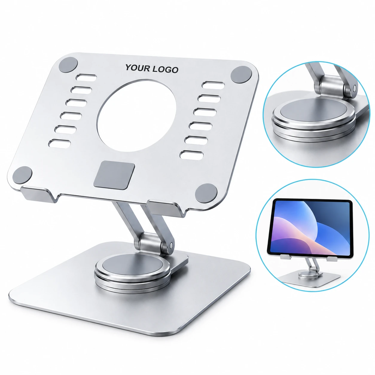 360 Rotating Aluminum Adjustable Tablet Stand with Silicone
