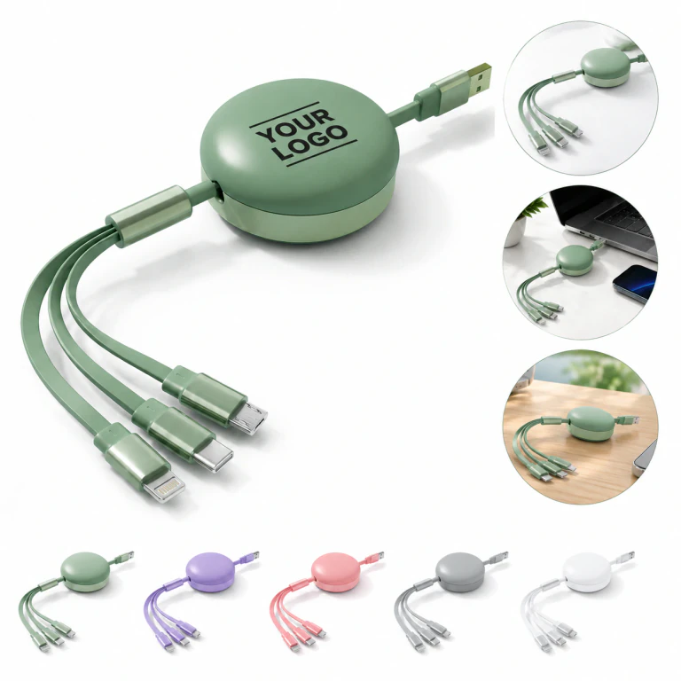 3 in 1 Retractable USB Charging Cable with Lightning/Type-C/Micro