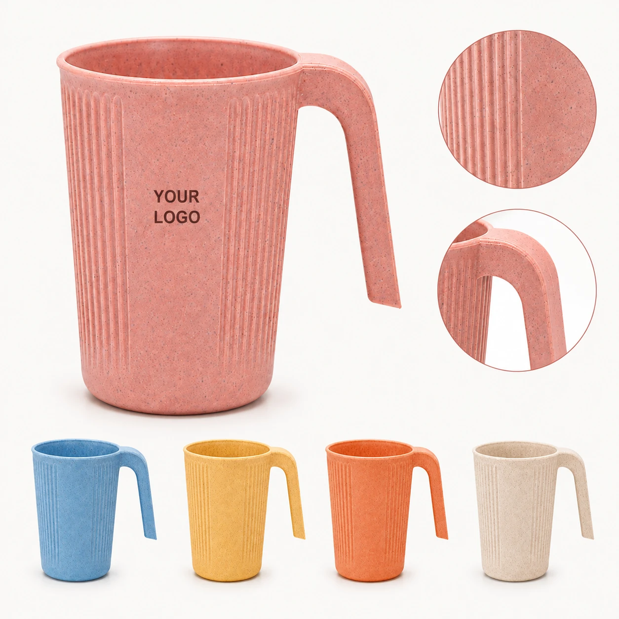 Multi-purpose Reusable Wheat Straw Handle Drinking Cup Mug