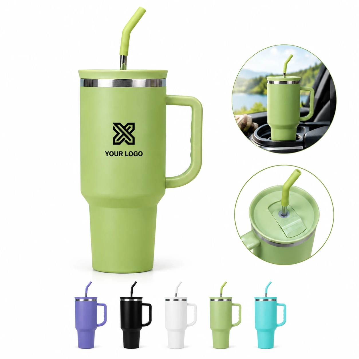 Stainless Steel Insulated Travel Tumbler with Straw, 40oz Double Walled