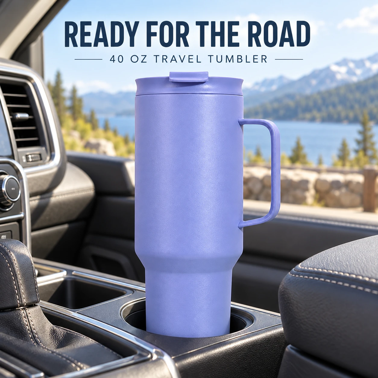 40oz Stainless Steel Handle Car Mug with Vacuum Insulation Hot/Cold